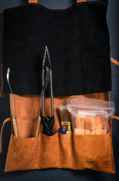 The Baskiti Co. Leather Braai Tools Hanging Storage Bag