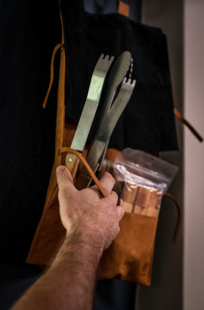 The Baskiti Co. Leather Braai Tools Hanging Storage Bag