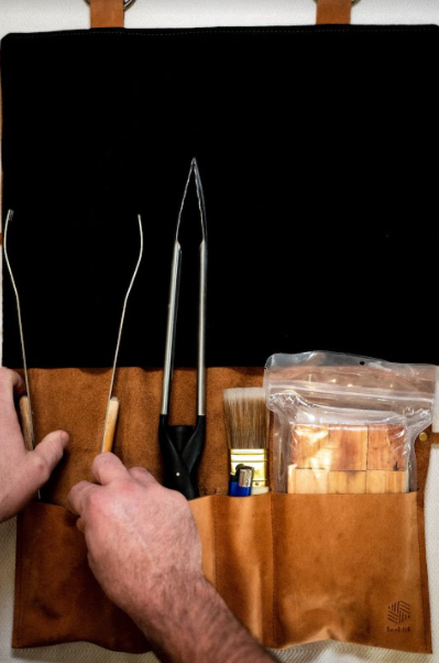 The Baskiti Co. Leather Braai Tools Hanging Storage Bag